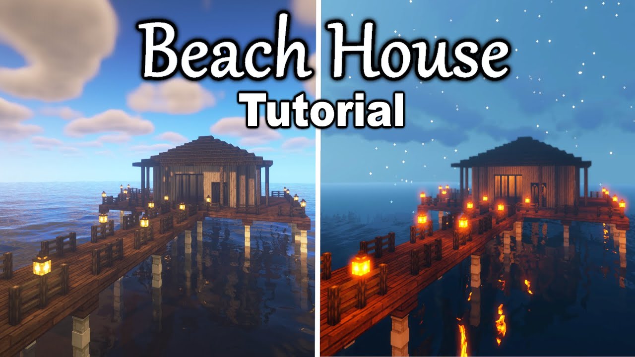 How to build beach house in minecraft tutorial