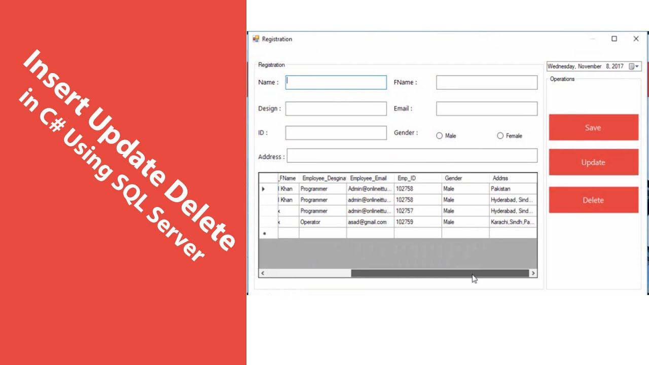 Insert Update Delete in C# Using SQL Server
