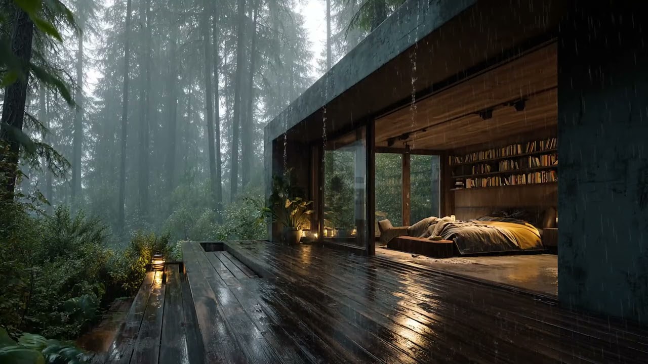 A Beautiful Rainy Cabin Retreat 🌧️ Gentle Piano & Rain Sounds | 2.5 Hours Relaxing ASMR | No ADs