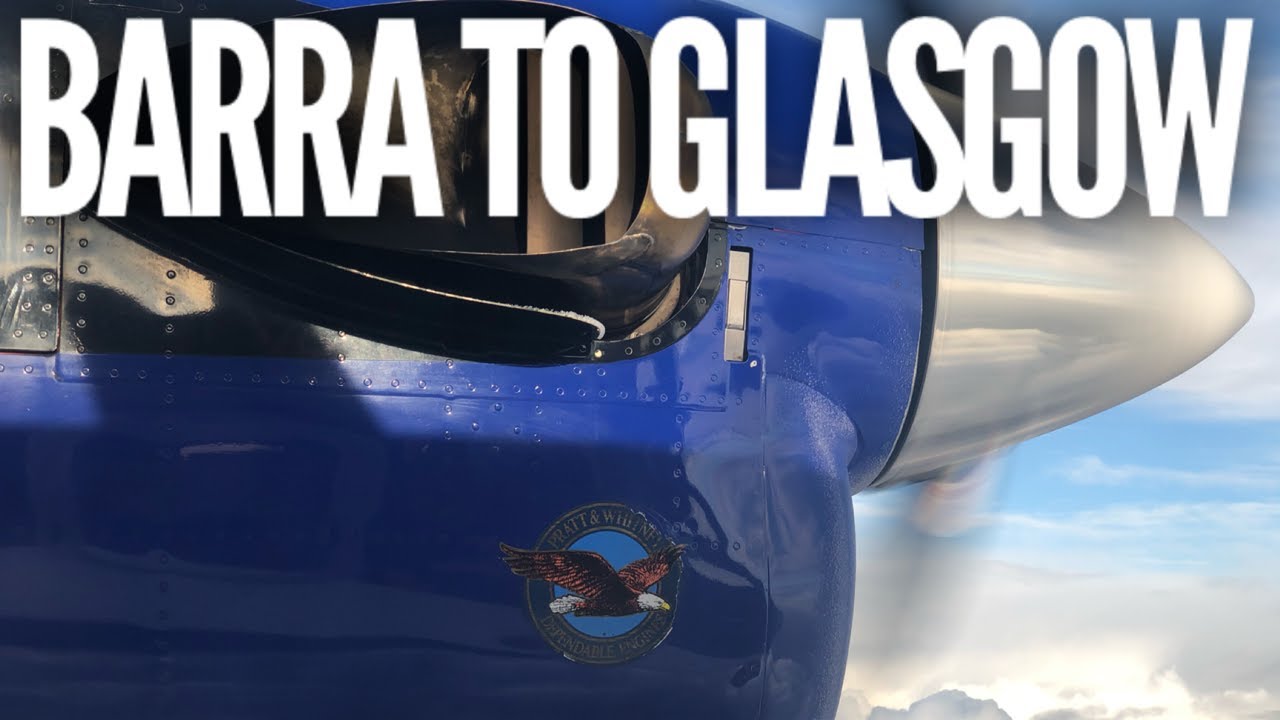 Barra to Glasgow Full Flight with Loganair. Inc famous beach take off and Twin Otter cockpit landing