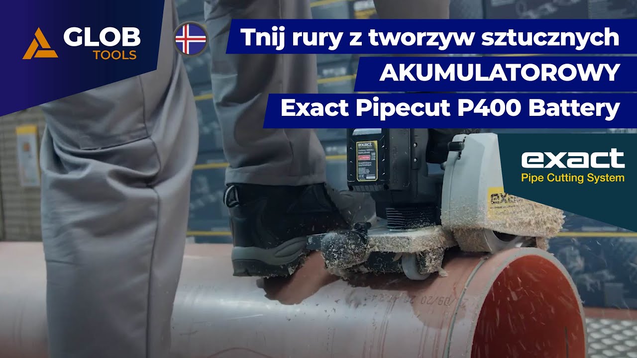 Akumulatorowe urządzenie do cięcia rur z tworzyw sztucznych Exact PipeCut P400 Battery