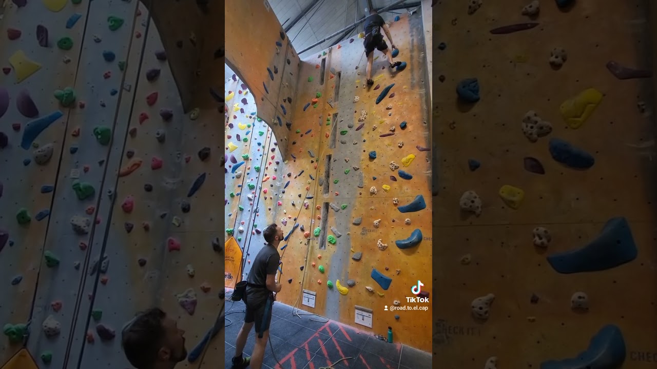 Learning on the the basics of roped climbing - belaying another climber. #climbing