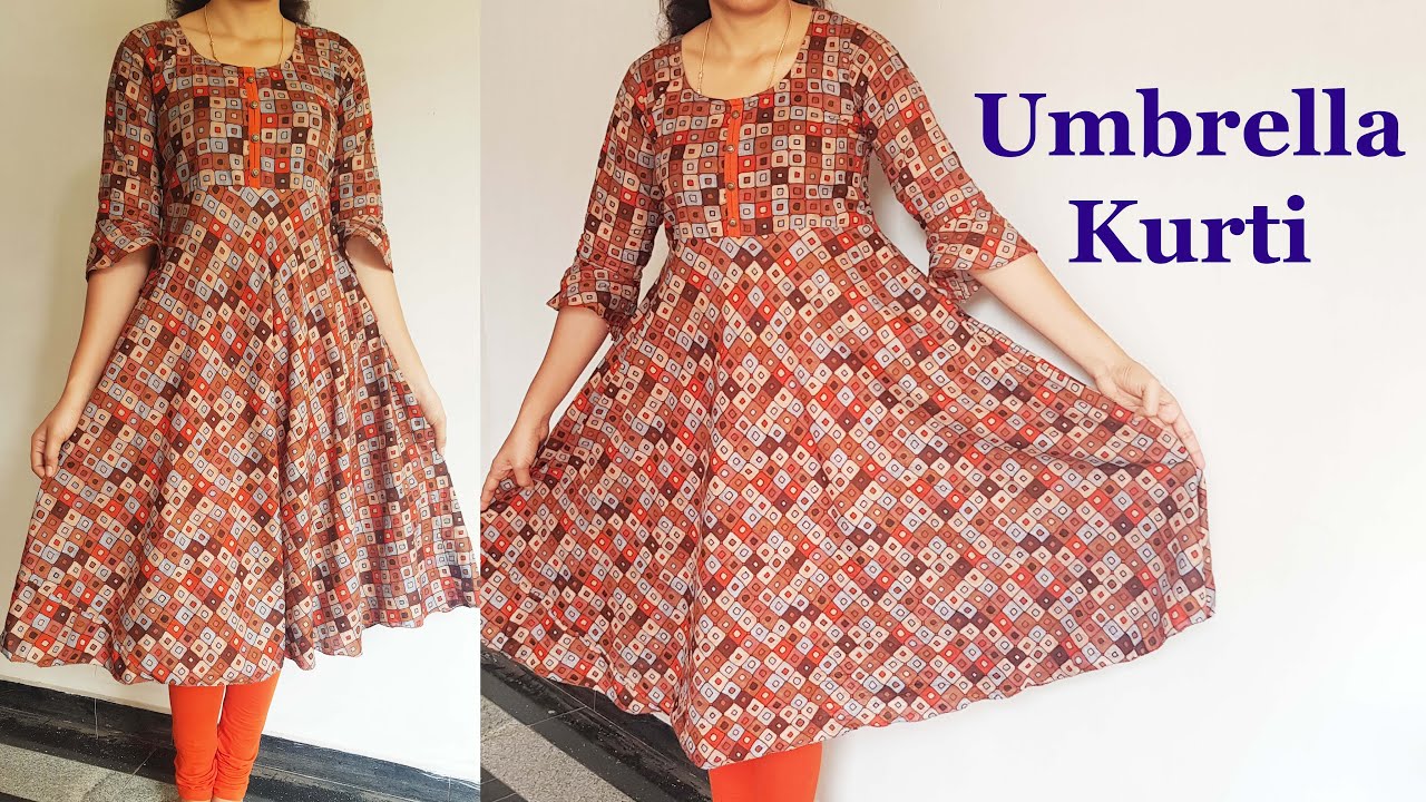 Diy : simple umbrella top/ kurti cutting & stitching / Designing kurti