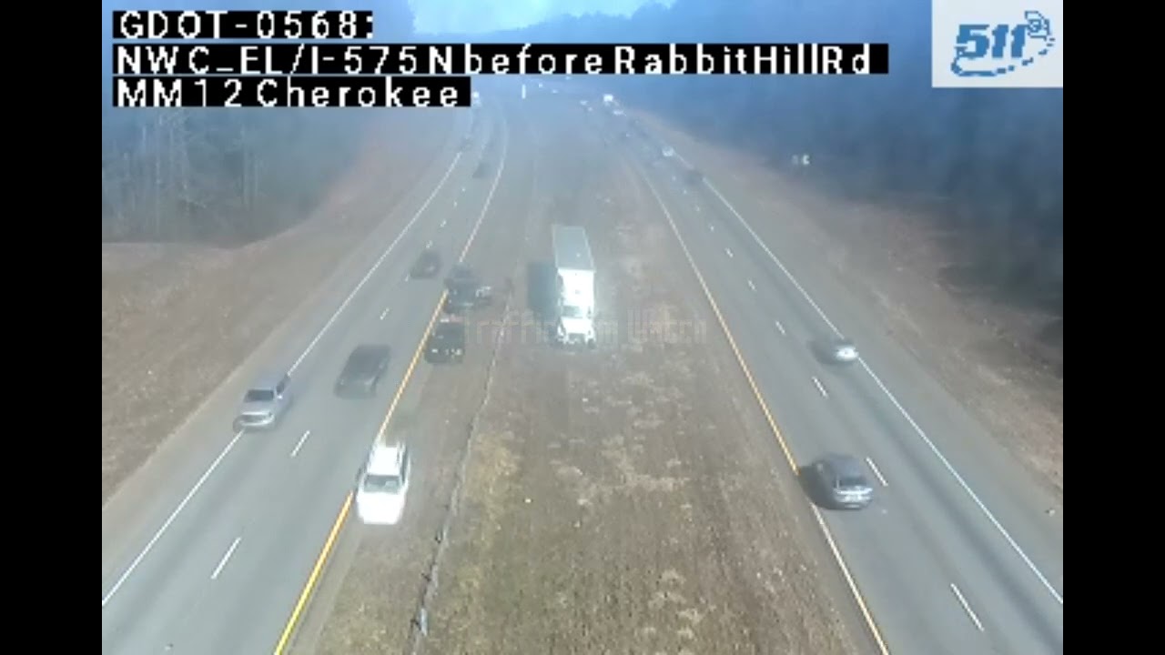 Georgia: A Near Tragedy Averted After Tractor Trailer Drives Off Into Median On I-575