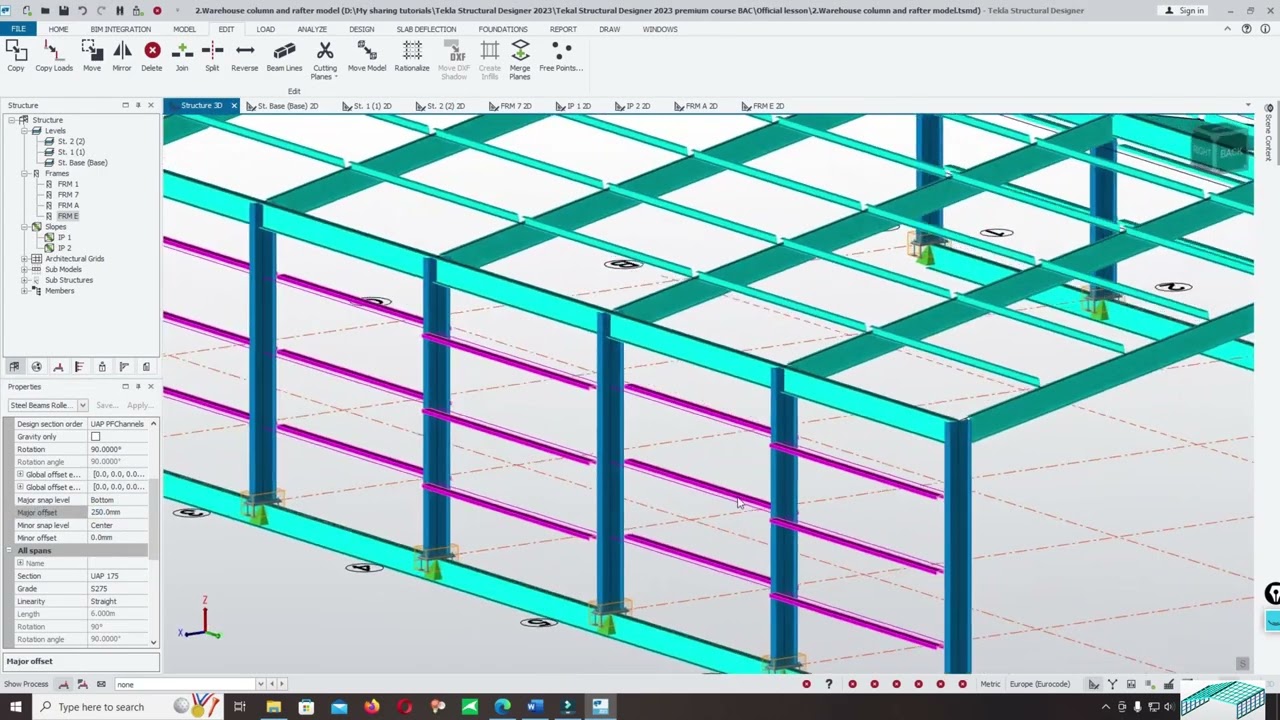 4.  Place Purlins And Girts in Tekla Structural Designer Eurocode3