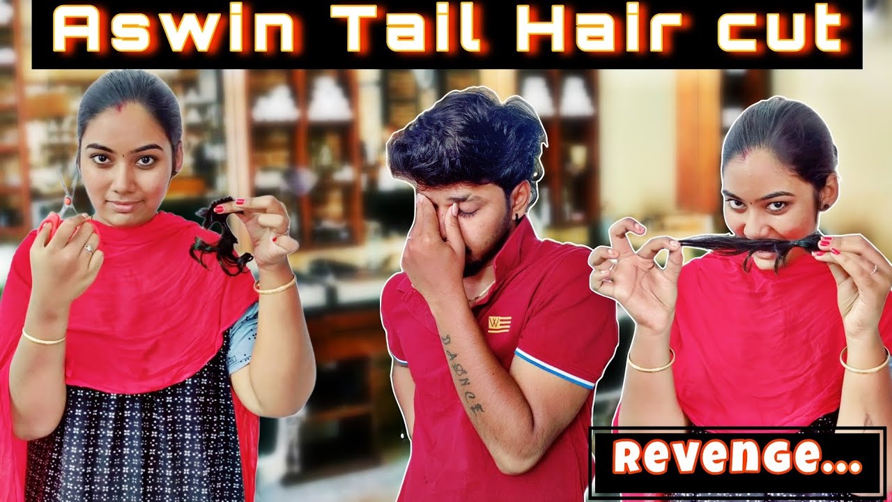 அஸ்வினோட பின்னாடி முடிய cut பண்ணிட்டேன்  Revenge😡 #aswincharu #prank #couplegoal #trending #vlogger