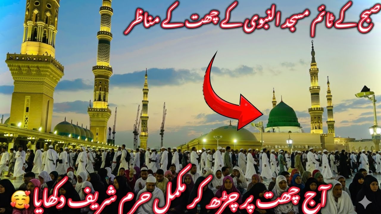 Subah Ky Time Masjid Alnabvi Ky Chath Ky Mnazir🤲🏻🥰||Aj Chath Per Charh Kar MukamlHaram Shref Dikhaya