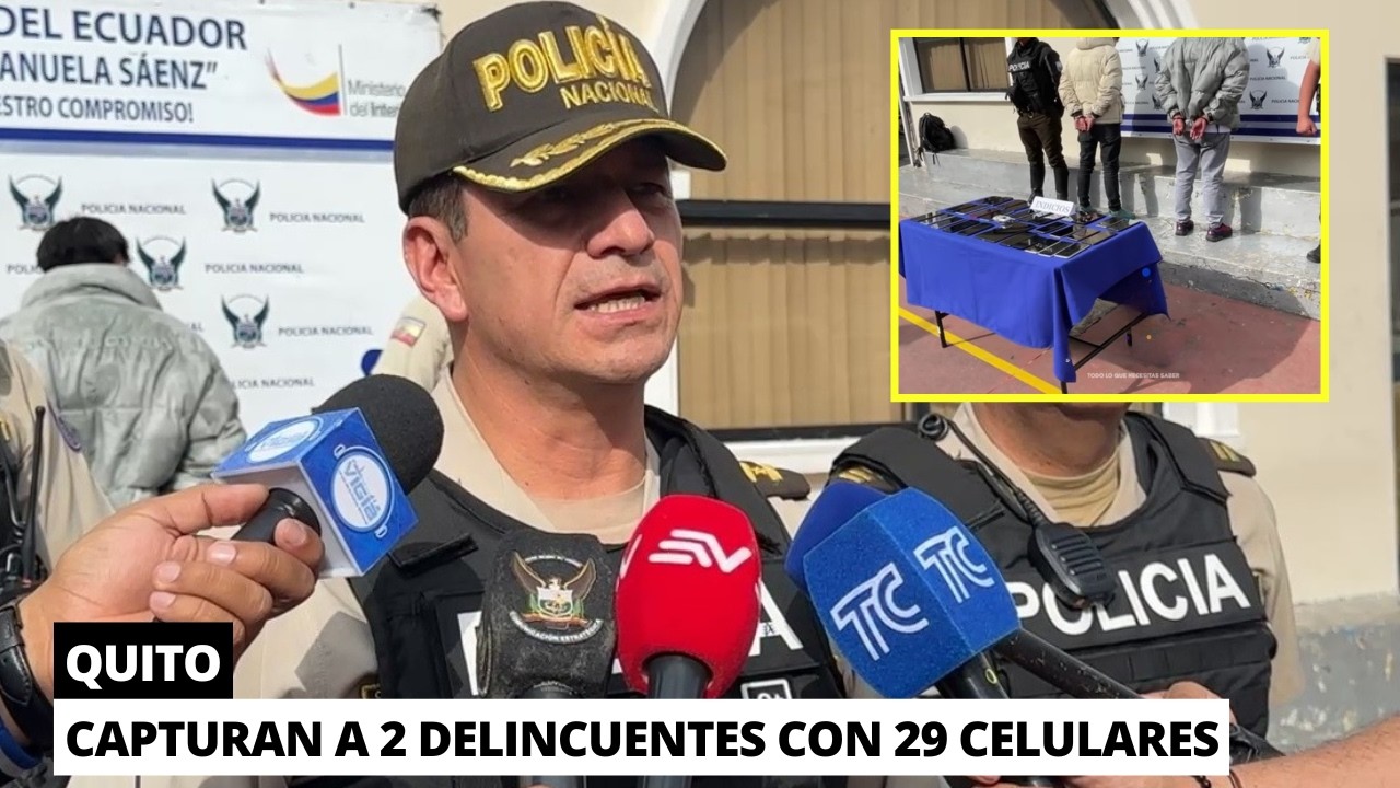 2 Delincuentes detenidos con gran cantidad de celulares en Quito