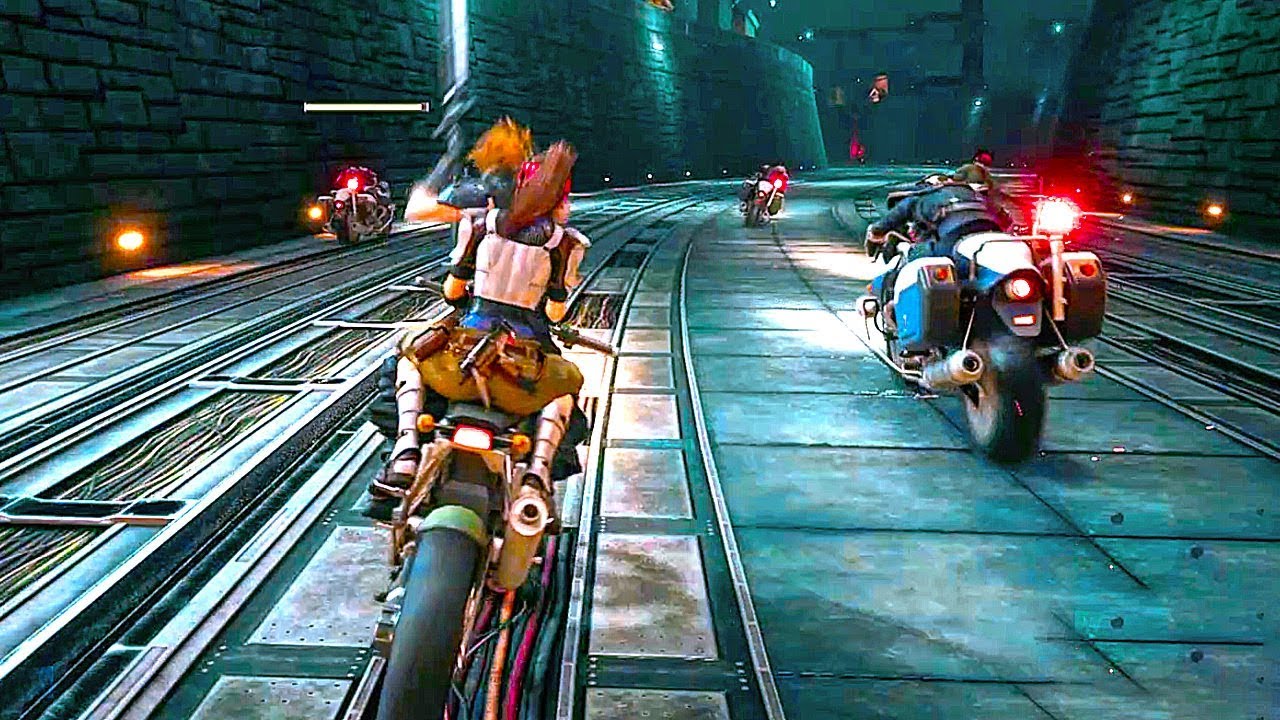 FINAL FANTASY 7 REMAKE Bike Chase Scene HD