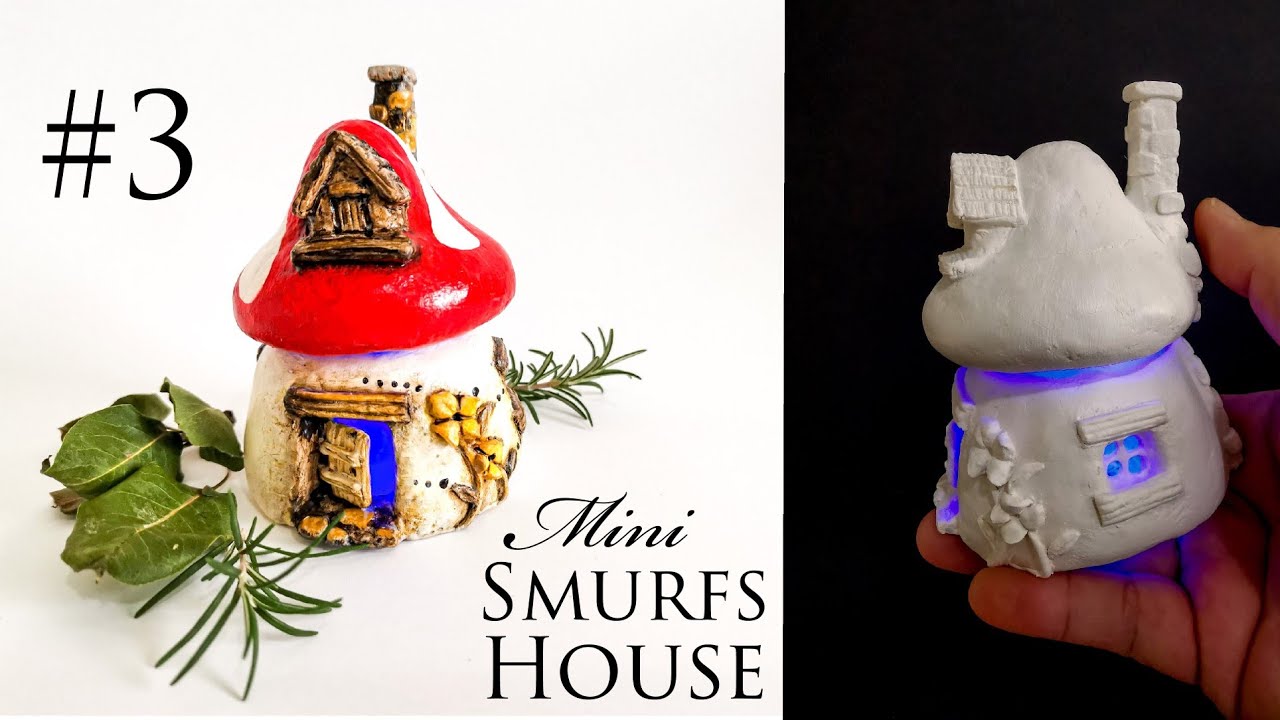 Мини Smurfs Mushroom House Jar DIY - Воздух сухой дом глины № 3
