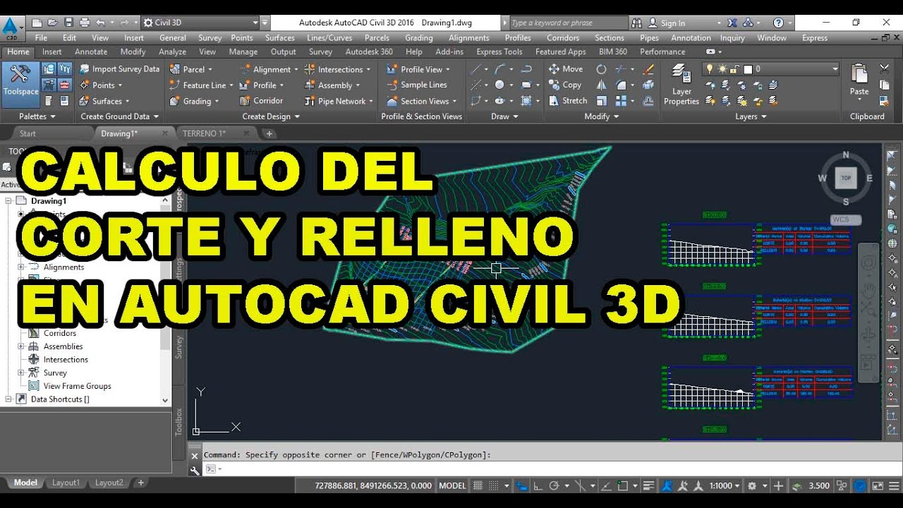 VOLUMEN DE CORTE Y RELLENO EN  CIVIL 3D
