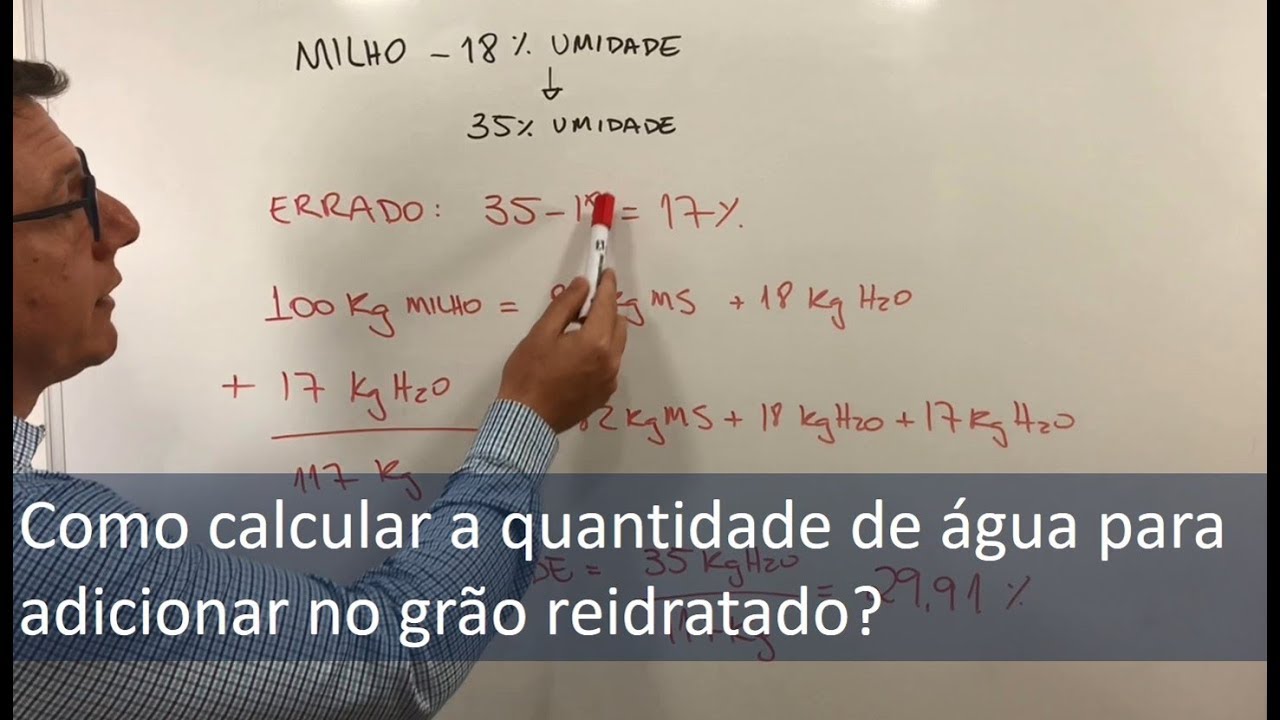 Como calcular a quantidade de água para adicionar ao milho reidratado?