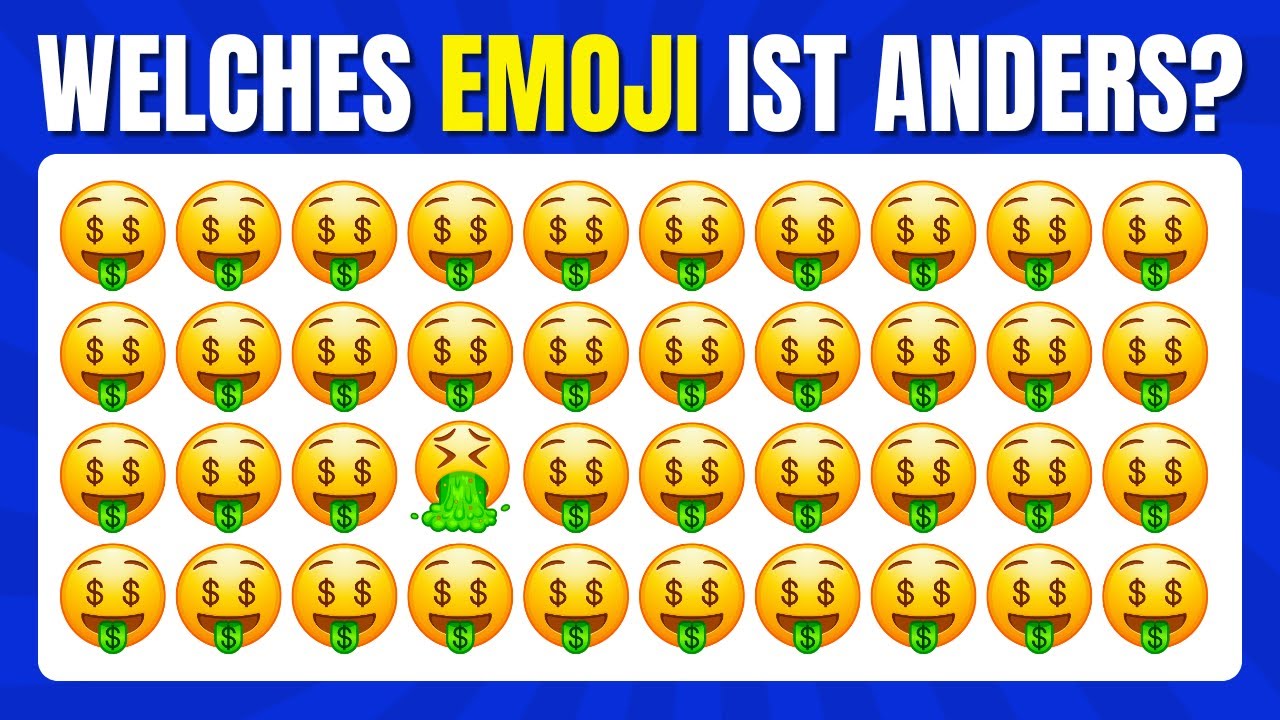 Finde das ABWEICHENDE EMOJI! Einfach, Mittel, Schwer, Experte (EMOJI-QUIZ)