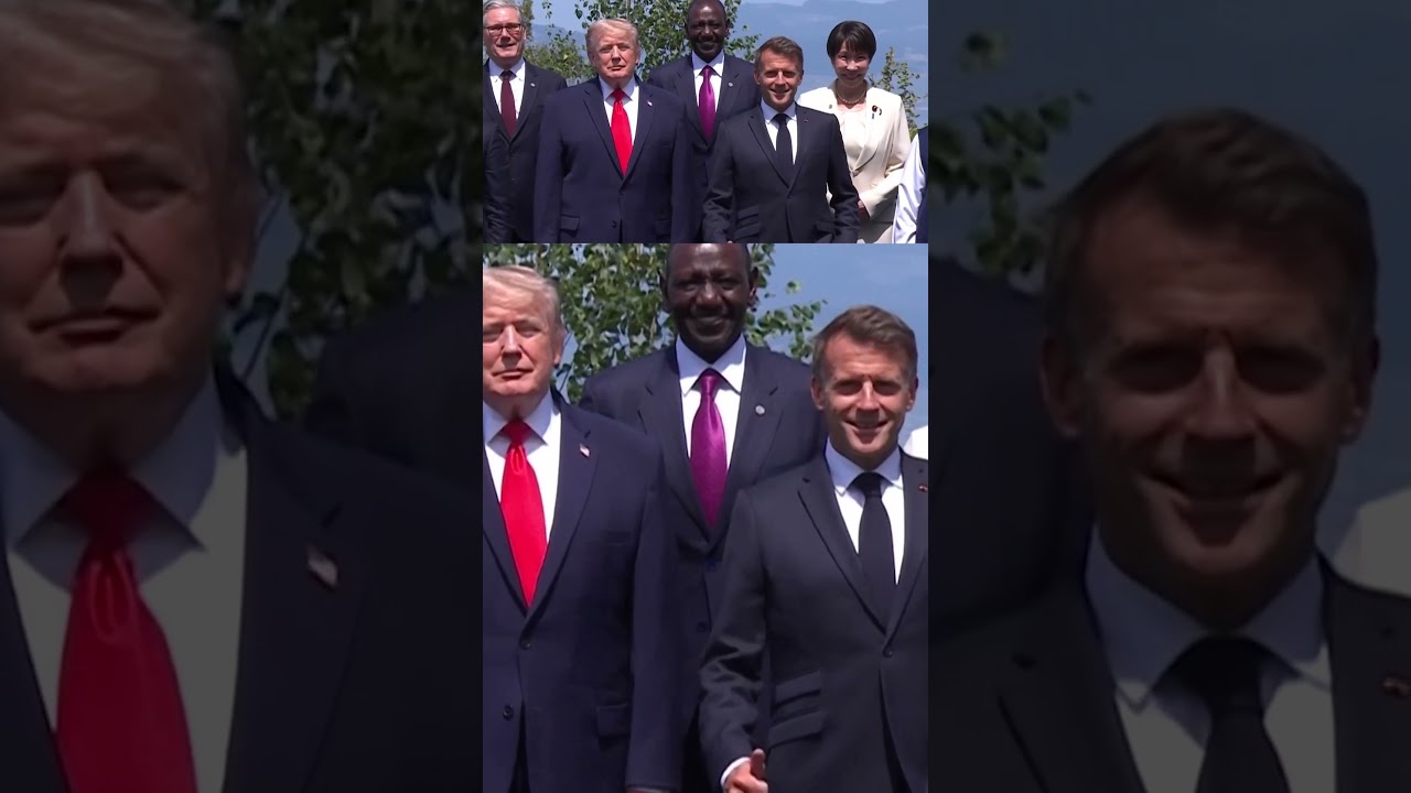 Trump Front and Center for G7 Family Photo After Iran Deal Announcement #shorts