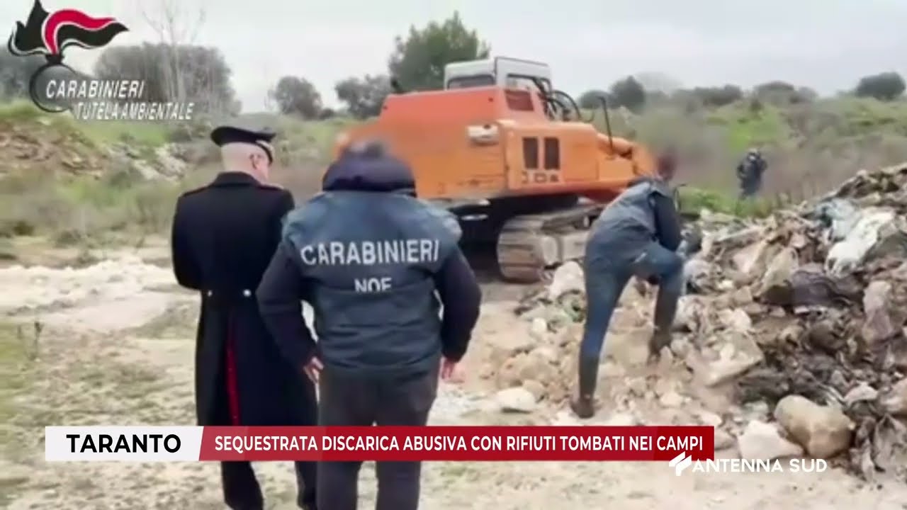 13 FEBBRAIO 2026 - TARANTO - SEQUESTRATA DISCARICA ABUSIVA CON RIFIUTI TOMBATI NEI CAMPI