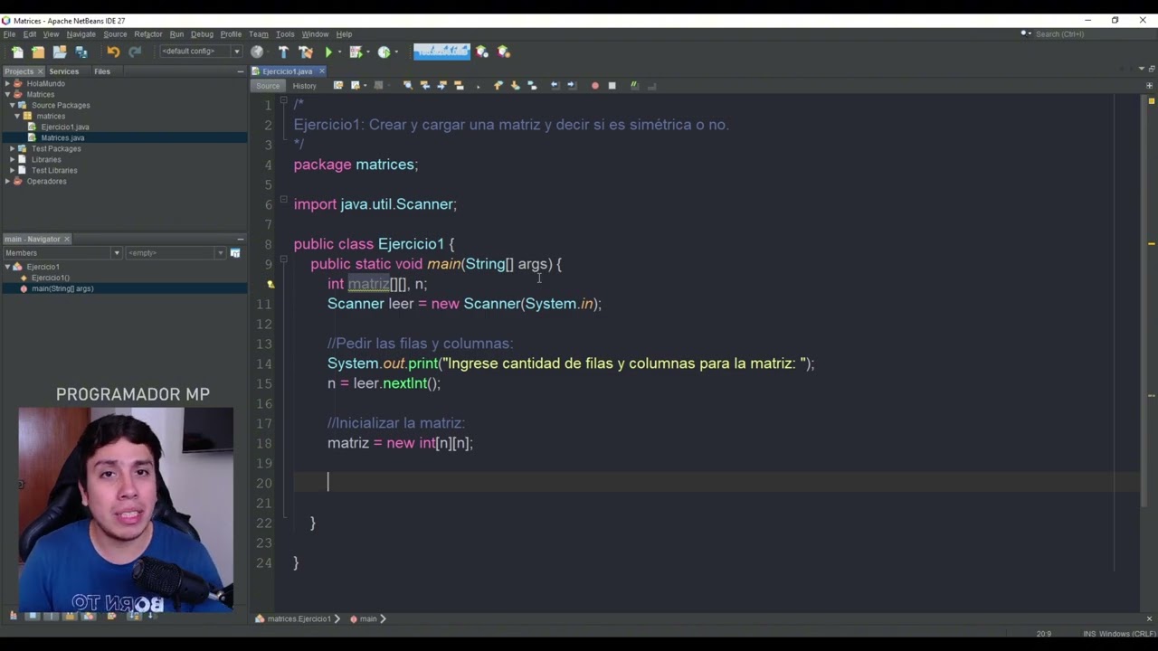 ¡PROGRAMACIÓN EN JAVA DESDE CERO 2026! | MATRICES | Clase 70 Ejercicio 1: Matriz Simetrica