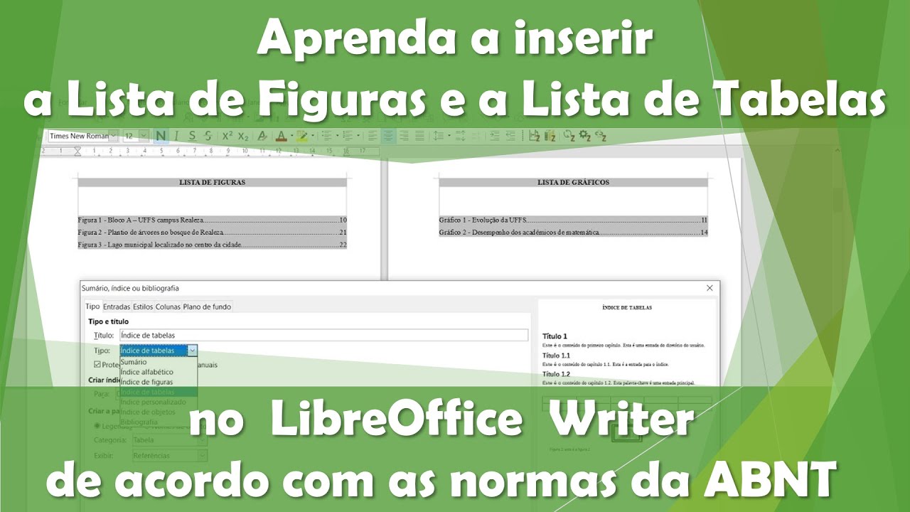 P6- Inserir Lista de Figuras / Lista de Tabelas / Lista de Quadros / LibreOffice Writer / ABNT / TCC