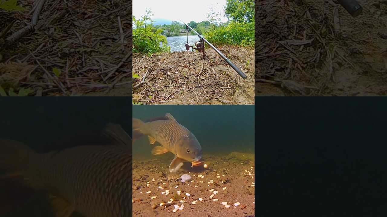 Underwater Ronnie Rig Take 🐟💨 #carpfishing #shorts