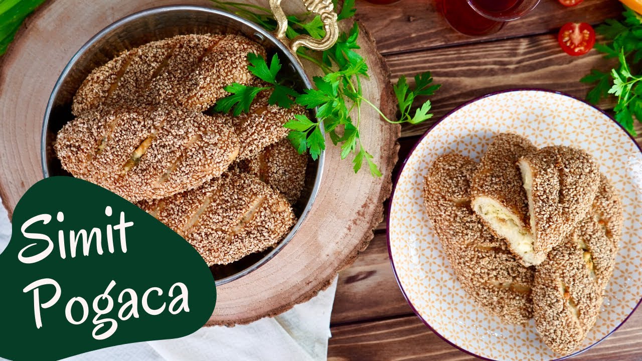 Simit Pogaca - türkische Sesam Börek / Sesambrötchen (gefüllt) / Veganer Hefeteig