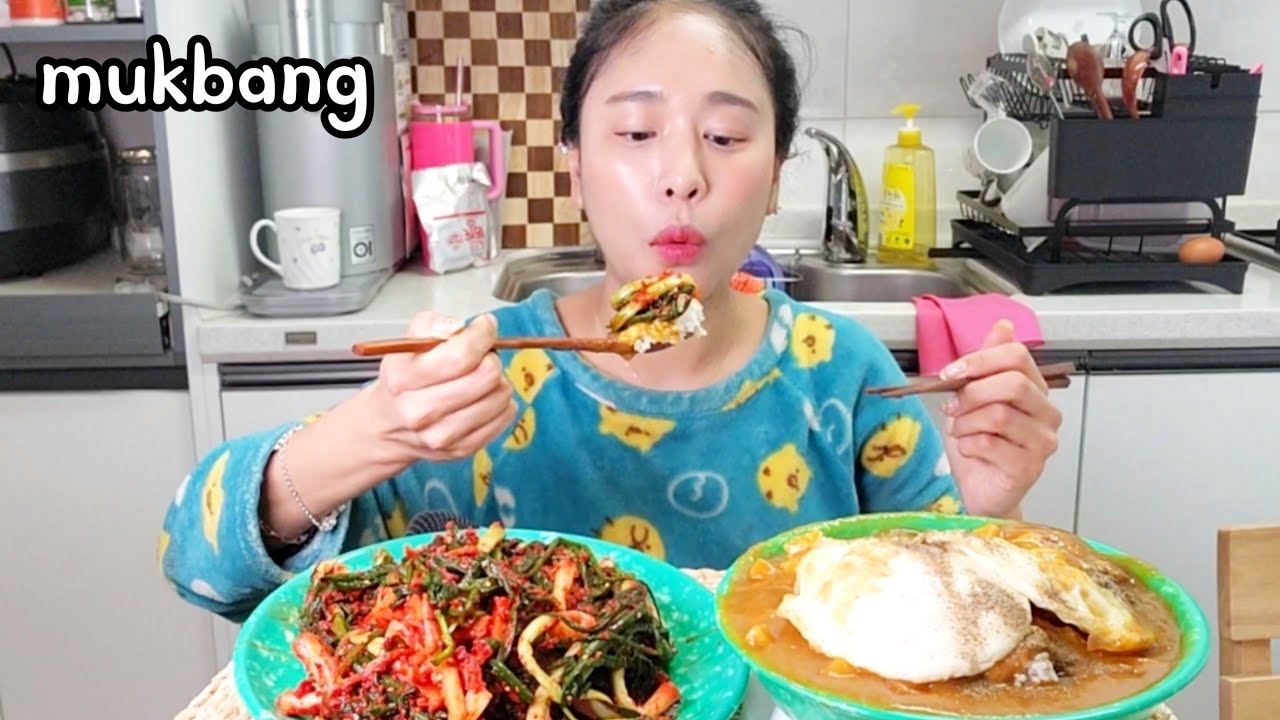 집밥먹방 | 맛있는 파김치에 매운 카레라이스 먹방 Korean Spicy Curry & Kimchi Mukbang eating show