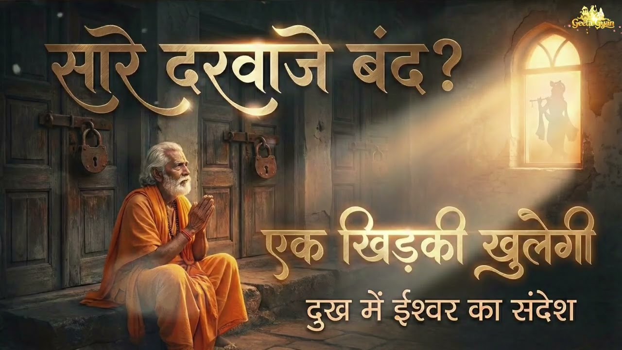 जब सारे दरवाजे बंद हो जाएं, तो ईश्वर एक खिड़की खोलते हैं 🙏 | कृष्ण उपदेश | Geeta Gyan Motivation