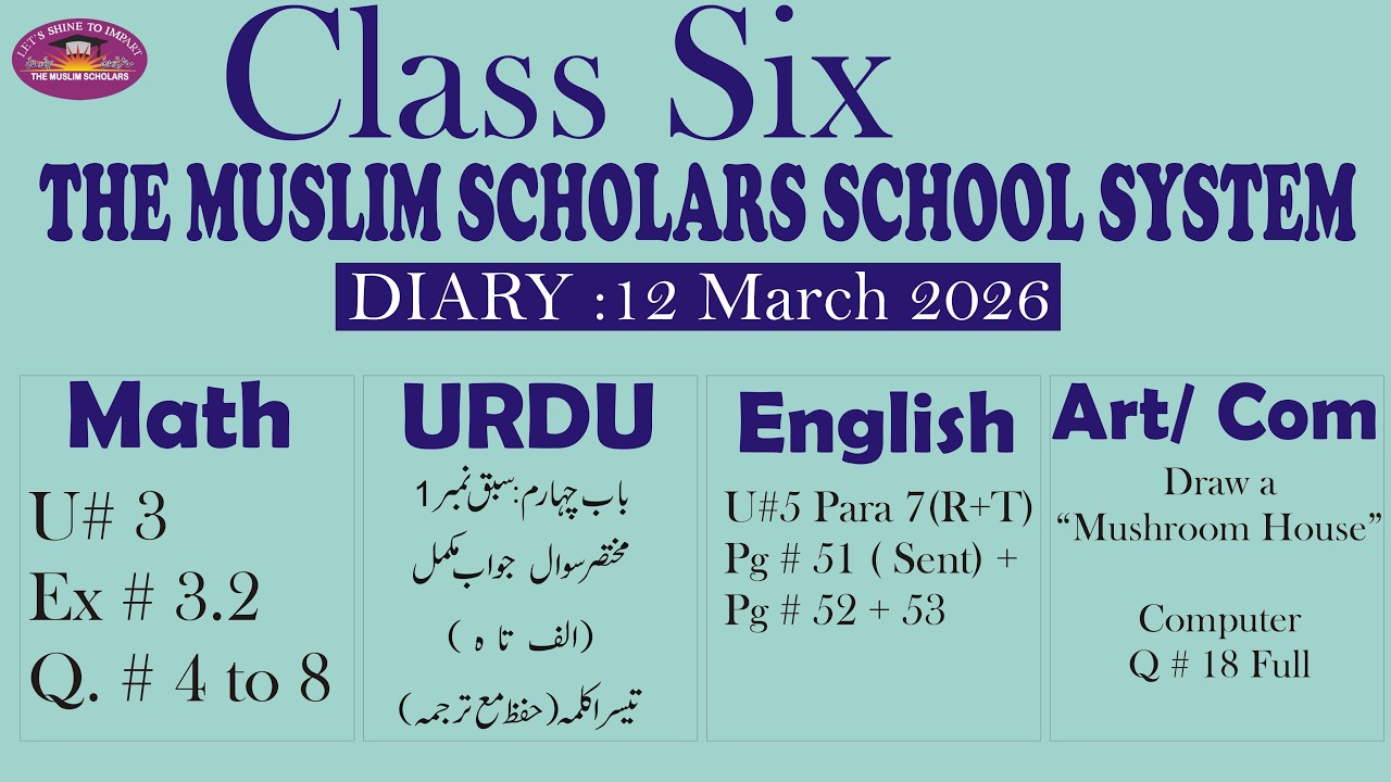 Class  six Online Class , 12 March 2026 , Tmsss