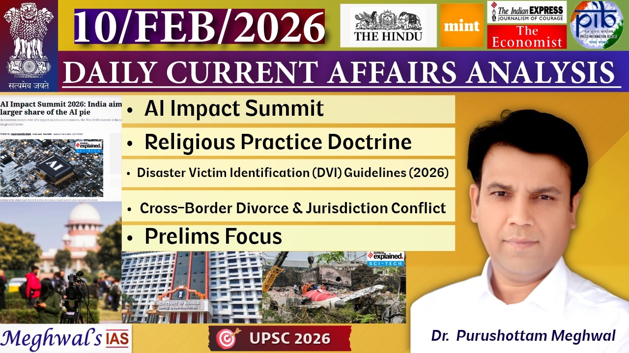 10 February 2026: Daily Current Affairs Analysis |The Hindu |Indian Express ~Dr Purushottam Meghwal