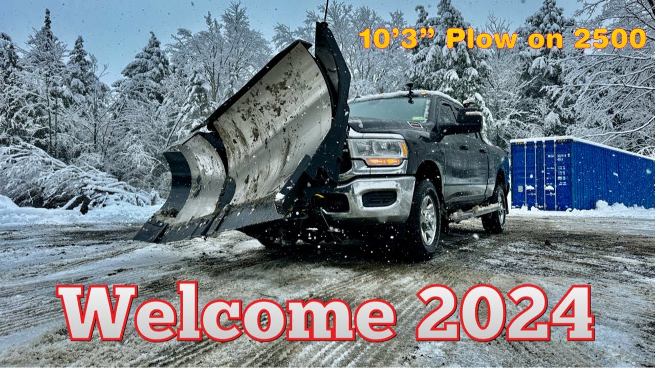 First Snowplowing of 2024! Ram 2500 Fisher XV2 w/ Wings