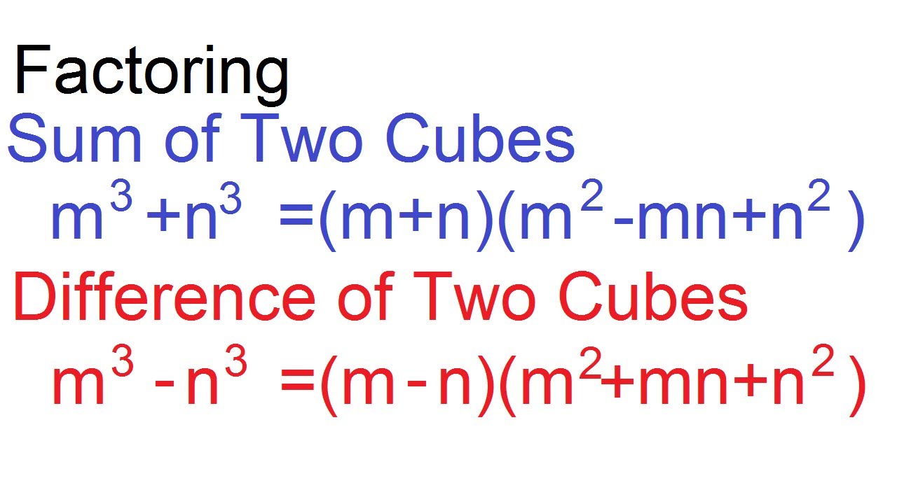 Factoring Sum and Difference of Two Cubes
