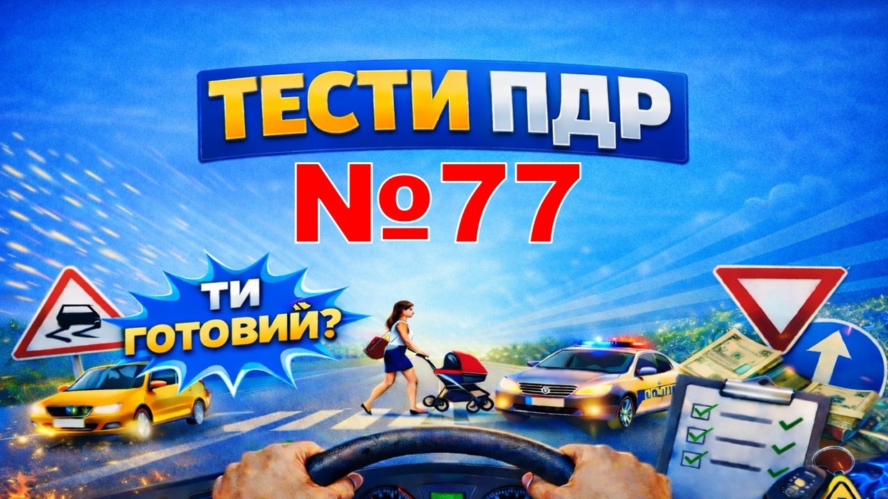 Cкласти теоретичний іспит з ПДР легко з першого разу  Білет №77