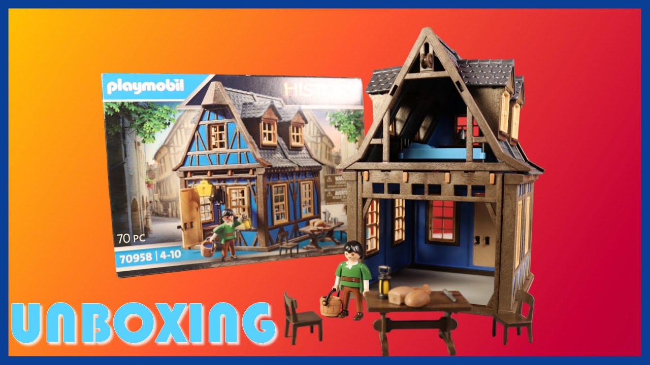 PLAYMOBIL MAISON BLEUE A COLOMBAGES 70958 DE 2023 UNBOXING 🏠🥐🥖🔨🔪⛏ ❕