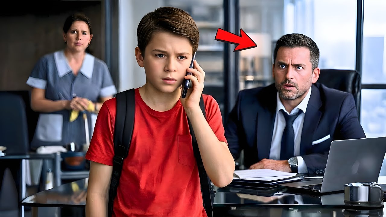 EL HIJO DE LA MUJER DE LIMPIEZA CONTESTA LA LLAMADA Y SALVA EL MAYOR CONTRATO DEL CEO MILLONARIO