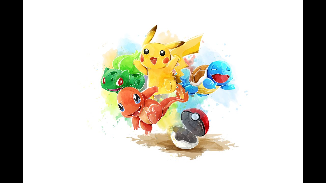 Time Lapse Adobe Illustrator : Pokemon illustration water color vector