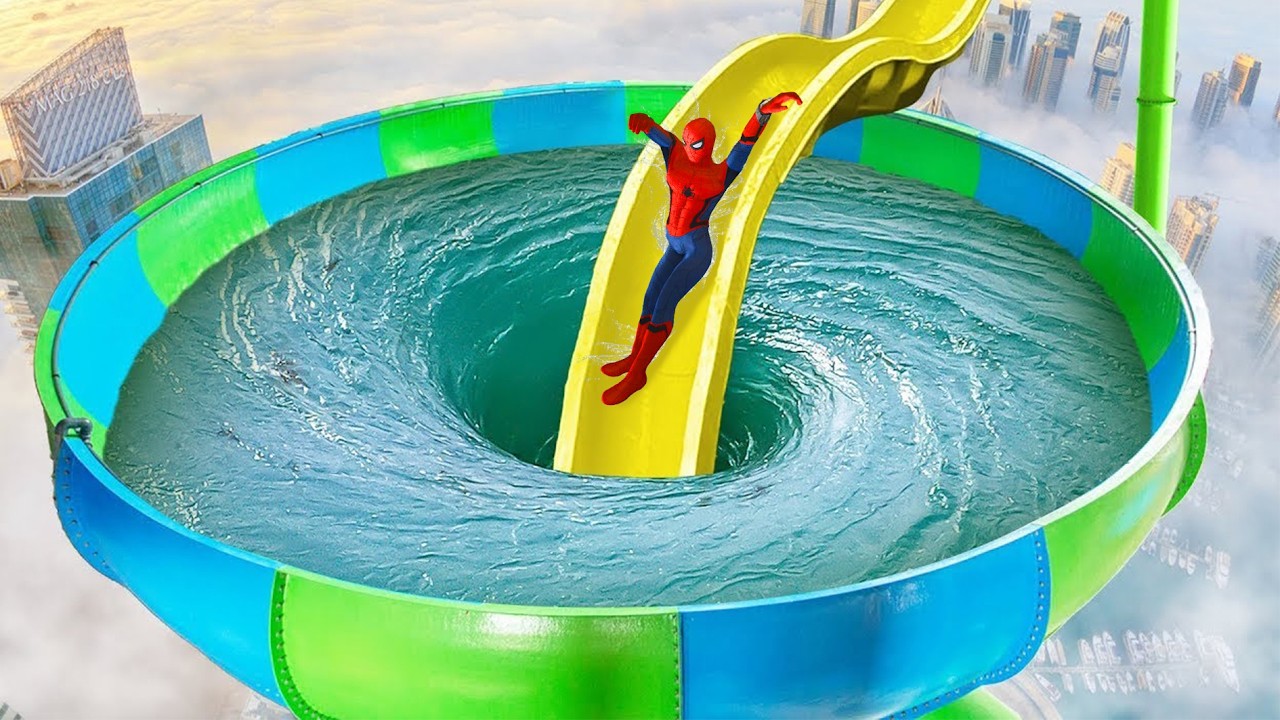 GTA 5 Spiderman Water Slides vs Shark