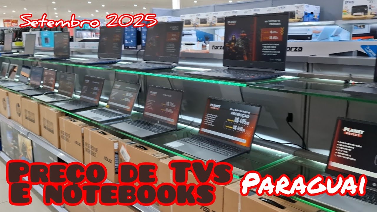 Preço de TVs e notebooks no planet outlet Pedro Juan caballero Paraguai 