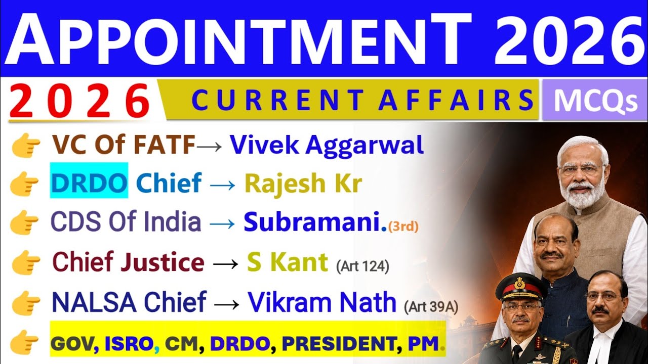 APPOINTMENT 2026 CURRENT AFFAIRS | WHO IS WHO 2026 CURRENT AFFAIRS | LATEST APPOINTMENT 2026 | SSC🔥🔥
