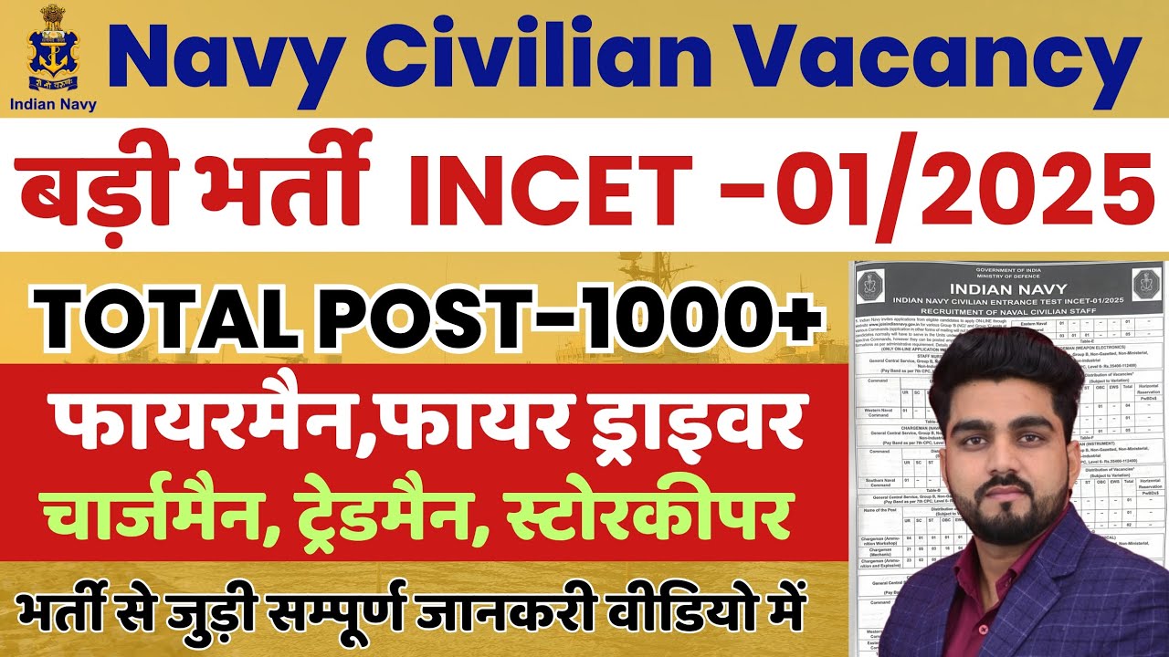 Navy New Vacancy-Civilian Recruitment INCET 01/2025॥Navy Fireman FireDriver New Vacancy 2025॥Fireman