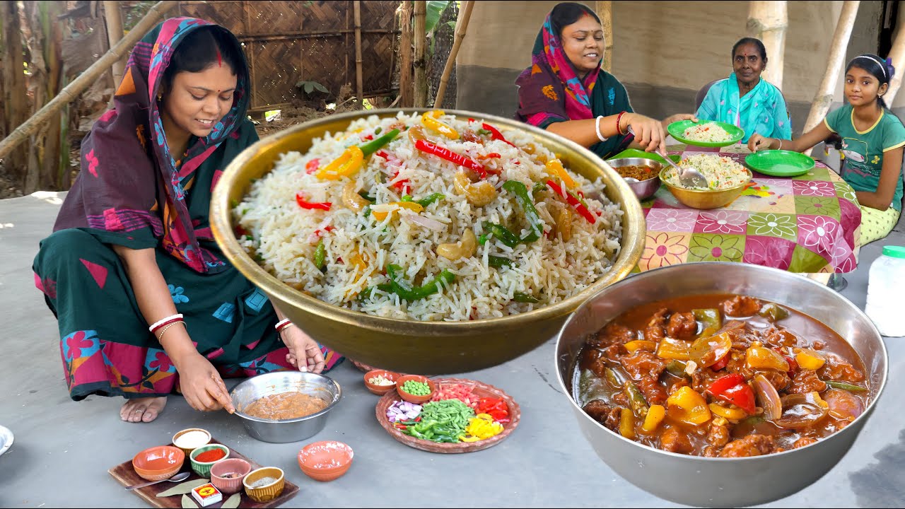 ফ্রায়েড রাইস, চিলি চিকেন অনুষ্ঠান বাড়ির মতো হবার টিপস সহ / Bengali style fried rice & Chilli Chicken