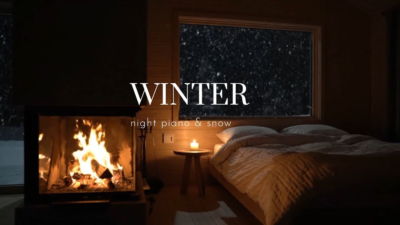 Modern Cozy Cabin Snowfall  Soft Piano Sleep Ambience, Relaxation & Winter Calm