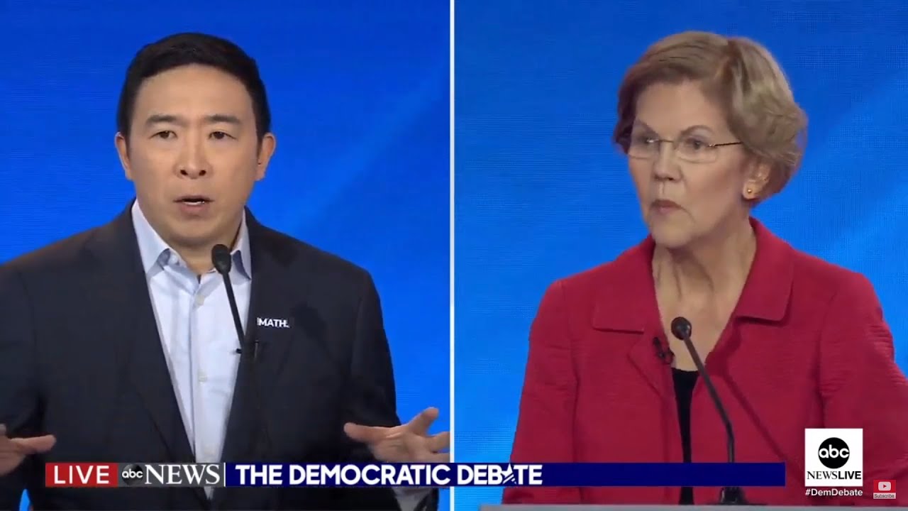 Andrew Yang Corrects Elizabeth Warren - New Hampshire Presidential Debate 2.7.2020