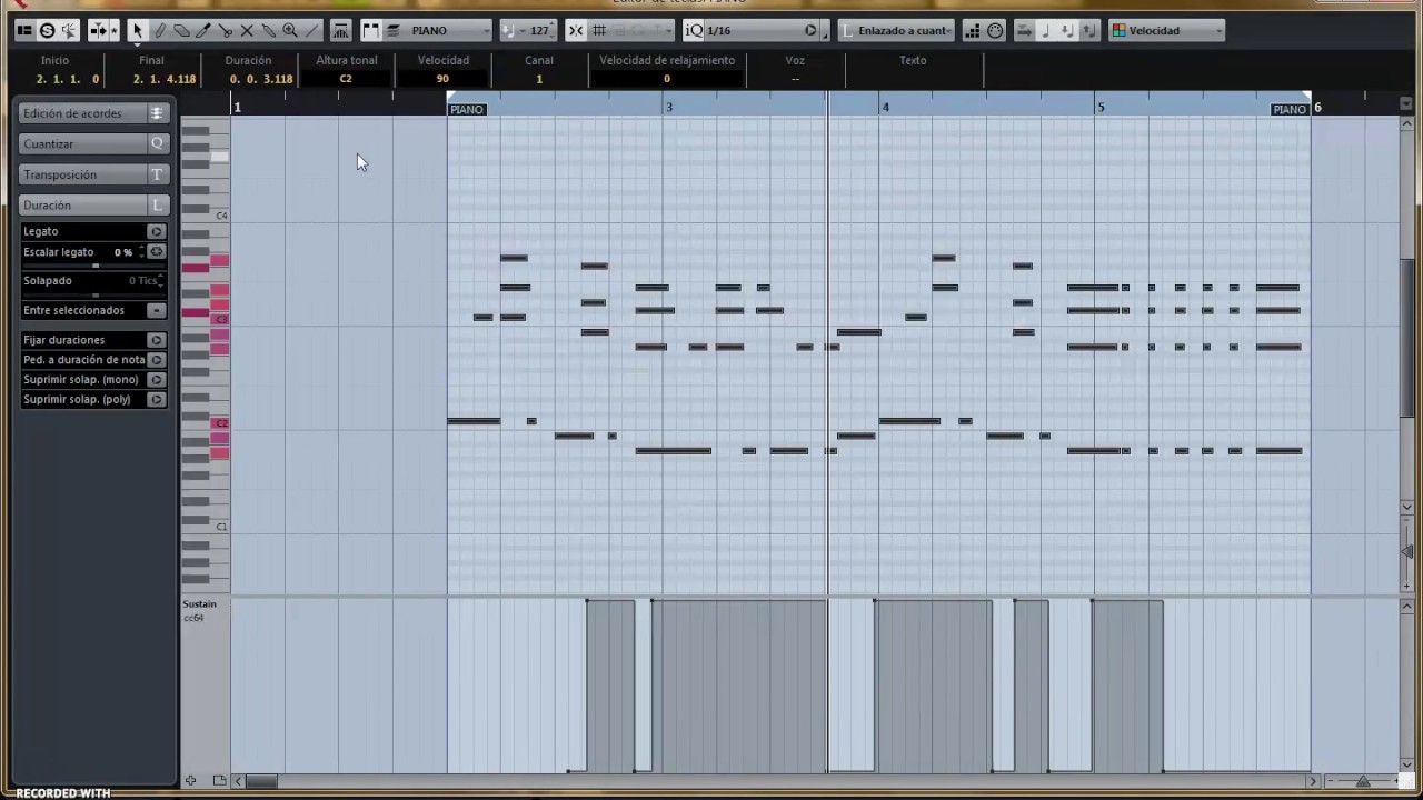 Curso Cubase 8. Grabación y cuantización de Notas MIDI (Video 10)