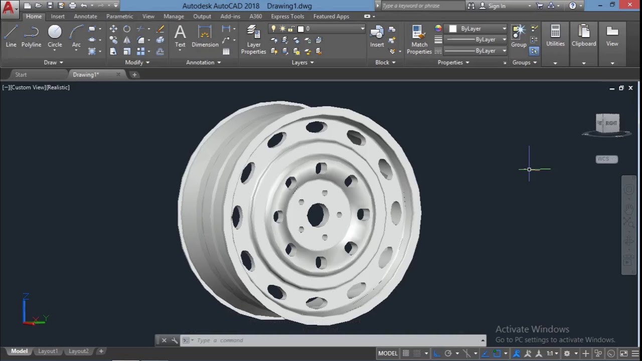 How To Design Car Rim In AutoCad || simple rim drawing in autocad