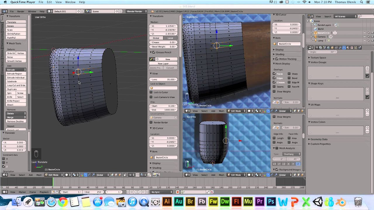 Using the Edge Loop Select Tool in Blender 2.7