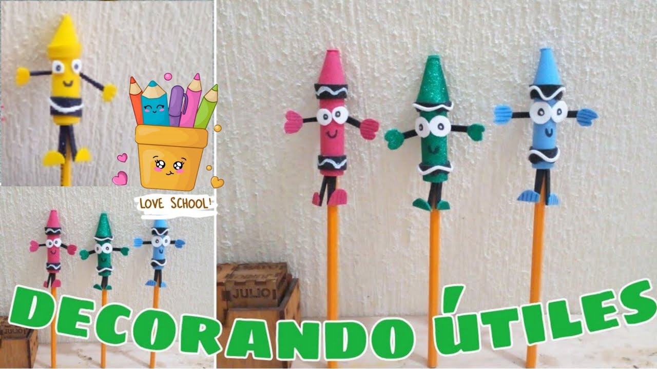 decorando lápices de CRAYOLAS FACIL Y RAPIDO #diadelmaestro #regresoaclases2023 #FOFULAPIZ #FOFUCHAS