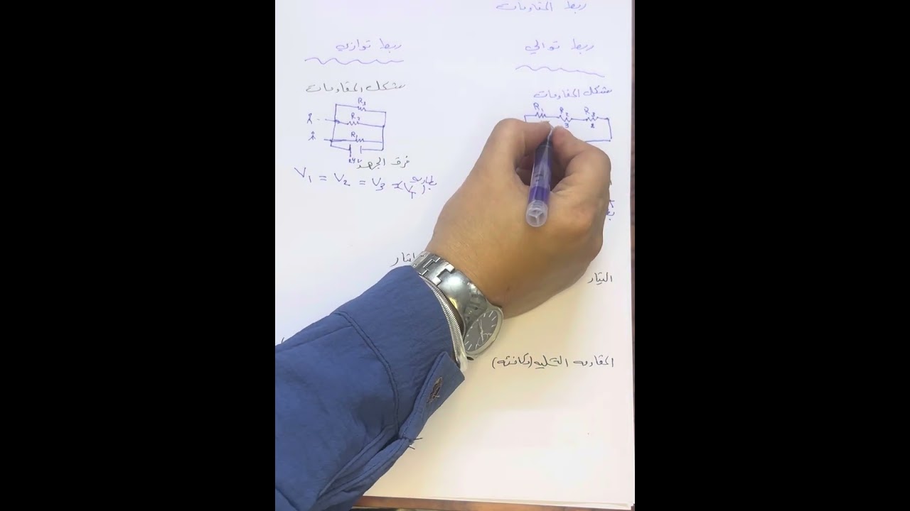 فيزياء الثالث متوسط فصل الثالث ربط المقاومات توالي وتوازي