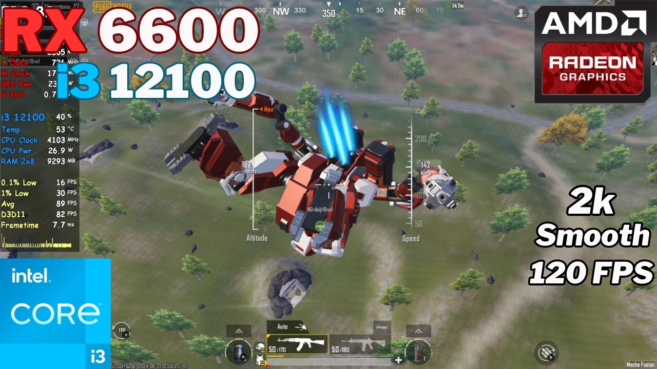 PUBG Mobile | Core i3 12100 + Rx 6600 | 2k | 120 FPS | Update 3.2