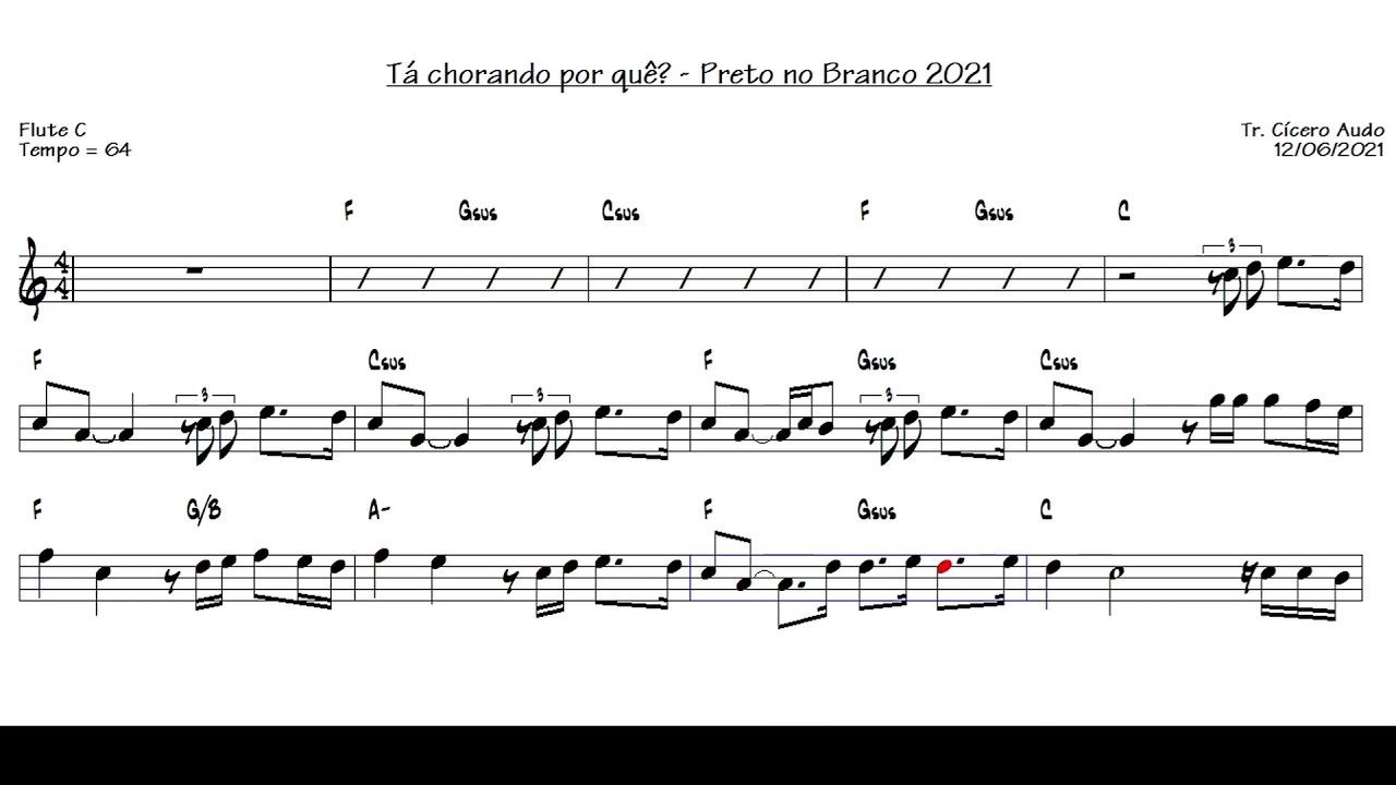 Tá chorando por quê? - Preto no Branco 2021 (Flute C) [Sheet music]