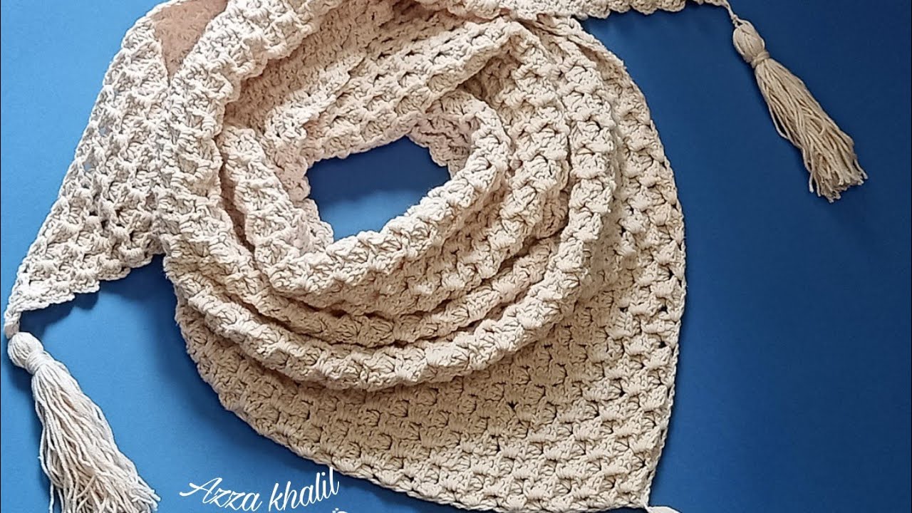 شال كروشيه أو سكارف كروشيه مثلث بغرزة c2c سهل وانيق/how to crochet shawl