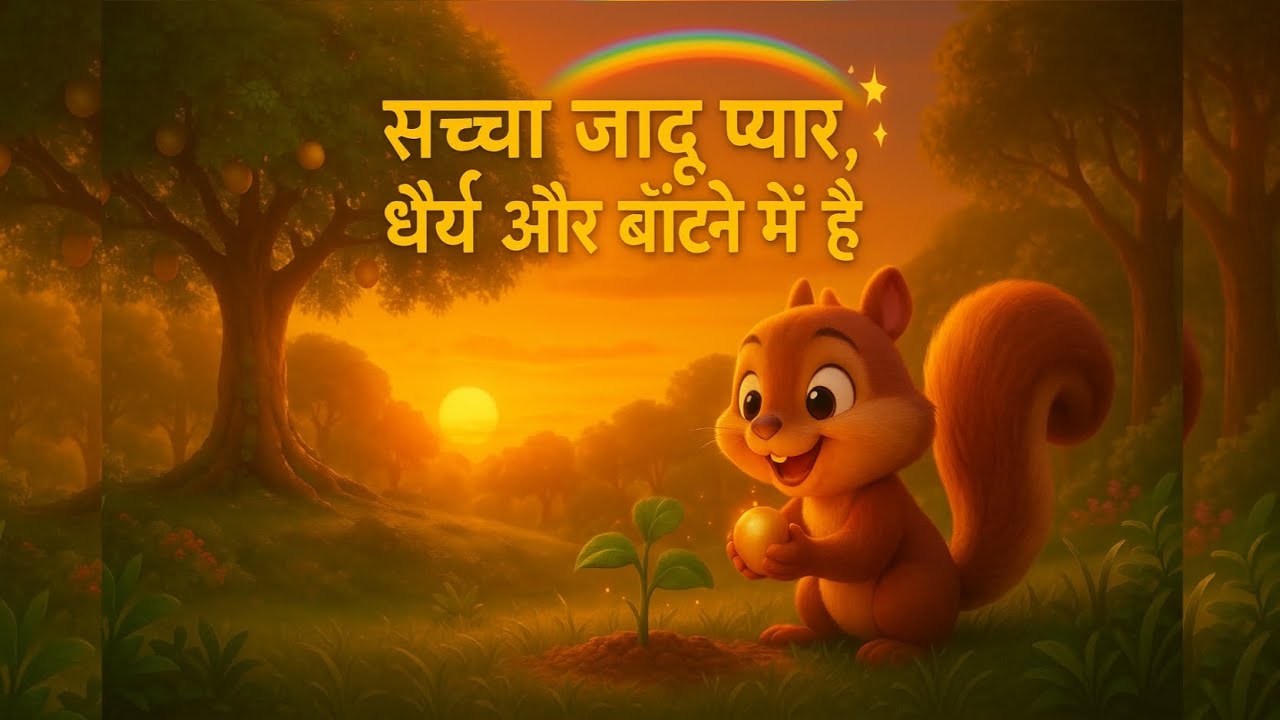 Chinki 🐿️ aur Sunehre Ped ki Kahani 🌈| Hindi Nursery Rhymes Song | The Kids Cartoon Story