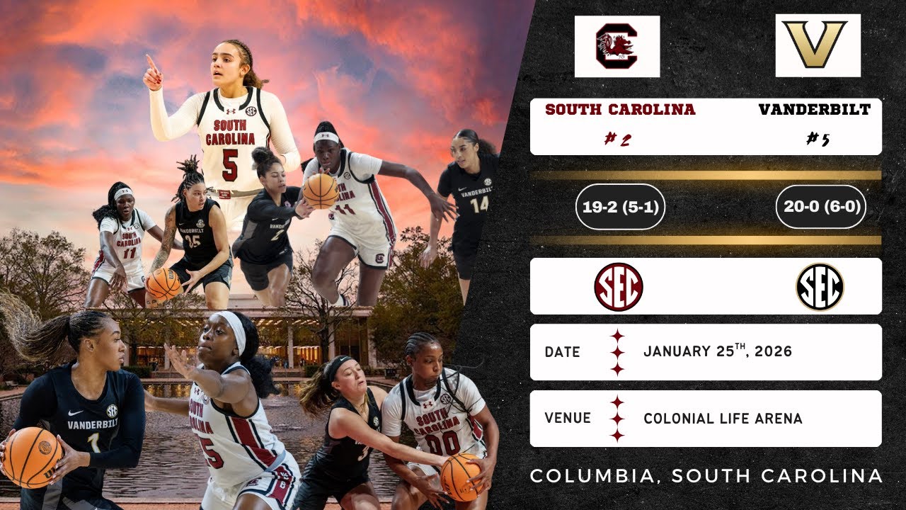 No. 2 South Carolina vs No. 5 Vanderbilt | SEC | 1.25.26